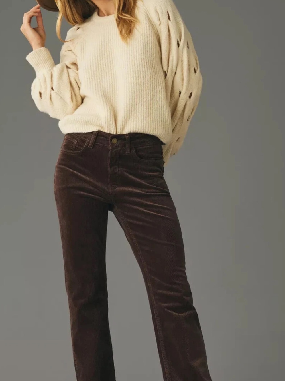 Anthropologie Pilco Classic High-Rise Corduroy Pants in Dark chocolate Brown